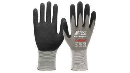 NITRAS SAFETY 8810 Black, Grey Yarn Abrasion Resistant, Chemical Resistant, Cut Resistant, Puncture Resistant, Tear [8810-11]; 146-689