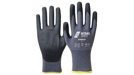 NITRAS SAFETY 8700ESD3D Black, Grey Special Stretch Fabric Abrasion Resistant, Chemical Resistant, Cut Resistant, [8700ESD3D-1210-7]; 146-837