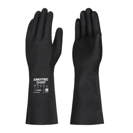 Skytec CH201 Black Nitrile Chemical Resistant Gloves, Size 9, L, Nitrile Coating [SKG00070BH]; 146-861