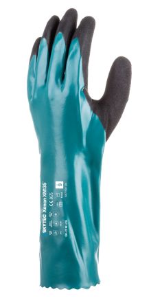 Skytec Xenon XN135 Black, Green Nylon Chemical Resistant Gloves, Size 10, XL, Nitrile Coating [SKY00144]; 146-882