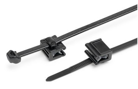 HellermannTyton Cable Ties, Cable Tray Cable Tie, 200mm x 4.9 mm, Black Polypropylene, Pk-500 [156-03572 S50ROSEC21-PP/PA66HIRHS-BK]; 147-000