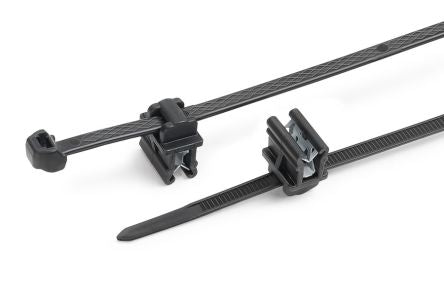 HellermannTyton Cable Ties, Cable Tray Cable Tie, 200mm x 4.9 mm, Black Polypropylene, Pk-500 [156-03574 S50ROSEC10-PP/PA66HIRHS-BK]; 147-003