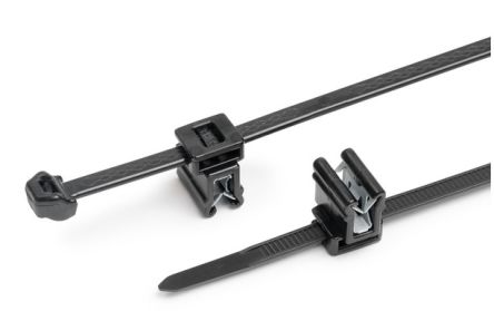 HellermannTyton Cable Ties, Cable Tray Cable Tie, 200mm x 4.9 mm, Black Polypropylene, Pk-500 [156-03575 S50ROSEC4A-PP/PA66HIRHS-BK]; 147-004
