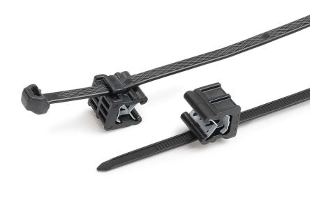 HellermannTyton Cable Ties, Cable Tray Cable Tie, 200mm x 4.9 mm, Black Polypropylene, Pk-500 [156-03576 S50ROSEC23-PP/PA66HIRHS-BK]; 147-006