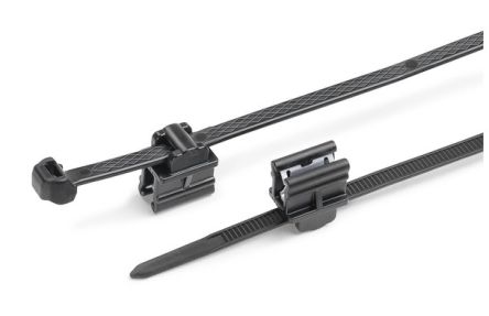 HellermannTyton Cable Ties, Cable Tray Cable Tie, 200mm x 4.9 mm, Black Polypropylene, Pk-500 [156-03579 S50ROSEC9-PP/PA66HIRHS-BK]; 147-010