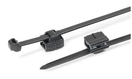 HellermannTyton Cable Ties, Cable Tray Cable Tie, 200mm x 4.9 mm, Black Polypropylene, Pk-500 [156-03582 S50ROSEC22-PP/PA66HIRHS-BK]; 147-015