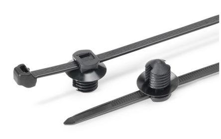 HellermannTyton Cable Ties, Cable Tray Cable Tie, 200mm x 4.9 mm, Black Polypropylene, Pk-500 [156-03587 S50ROSFT8GSD-PP/PA66HIRHS-BK]; 147-022