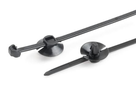 HellermannTyton Cable Ties, Cable Tray Cable Tie, 200mm x 4.9 mm, Black Polypropylene, Pk-500 [156-03590]; 147-026