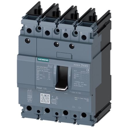 Siemens, SENTRON MCCB 4P 70A, Breaking Capacity 5 kA, Fixed Mount [3VA5170-4ED41-0AA0]; 147-537