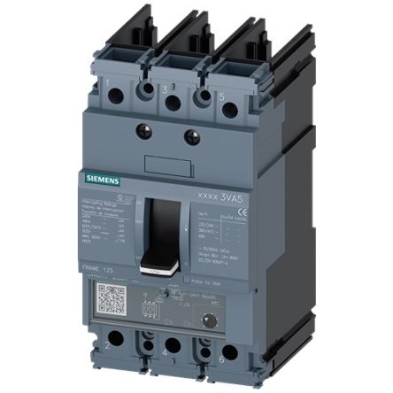 Siemens, SENTRON MCCB 3P 80A, Breaking Capacity 10 kA, Fixed Mount [3VA5180-6EF31-0AA0]; 147-582