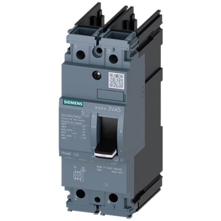 Siemens, SENTRON MCCB 2P 70A, Breaking Capacity 65 kA, Fixed Mount [3VA5170-6ED21-1AA0]; 147-683