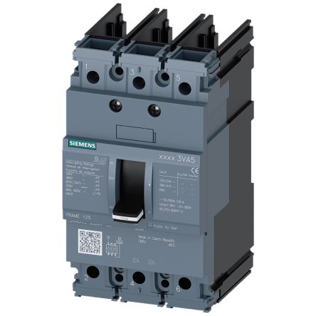 Siemens, SENTRON MCCB Molded Case Circuit Breaker 3P 110A, Breaking Capacity 5 kA, Cable Mount, Panel Mount [3VA5111-4ED31-0AA0]; 148-191