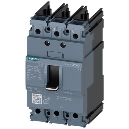 Siemens, SENTRON MCCB Molded Case Circuit Breaker 3P 110A, Breaking Capacity 18 kA, Cable Mount, Panel Mount [3VA5111-5ED31-1AA0]; 148-501