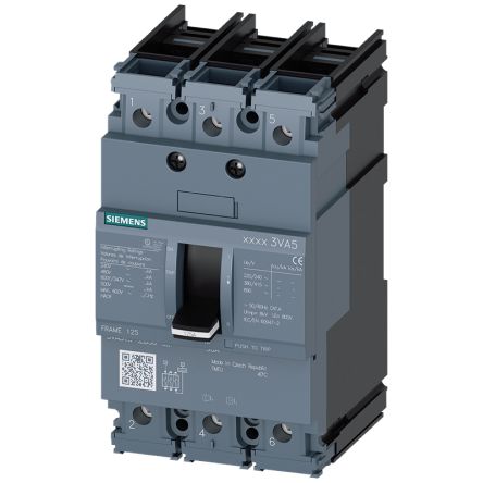 Siemens, SENTRON MCCB 3P 60A, Breaking Capacity 7 kA, Cable Mount, Panel Mount [3VA5160-5ED30-0DD0]; 148-700