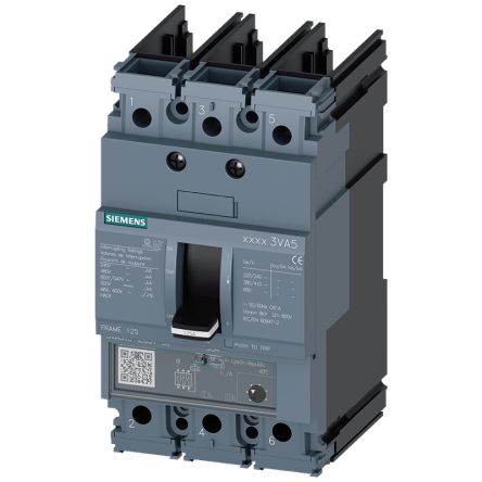 Siemens, SENTRON MCCB Molded Case Circuit Breaker 3P 100A, Breaking Capacity 5 kA, Cable Mount, Panel Mount [3VA5110-4EC31-0AA0]; 148-732