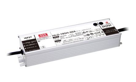 MEAN WELL LED Driver, 48V Output, 185W Output, 3.9A Output, Constant Current / Constant Voltage Dimmable [HLG-185H-48A]; 149-493