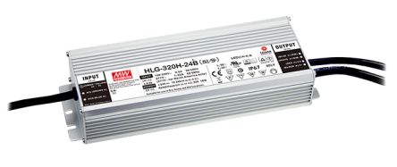 MEAN WELL LED Driver, 24V Output, 320W Output, 13.34A Output, Constant Current / Constant Voltage Dimmable [HLG-320H-24AB]; 149-538