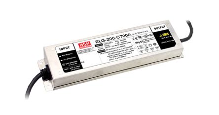 MEAN WELL LED Driver, 343V Output, 200W Output, 700mA Output, Constant Current Dimmable [ELG-200-C700-3Y]; 149-553