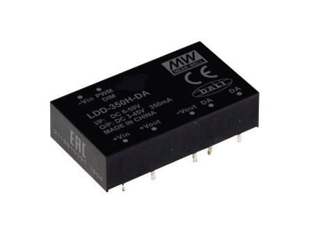 MEAN WELL LED Driver, Mar-45V Output, 5W Output, 350mA Output, Constant Current [LDD-350H-DA]; 149-618
