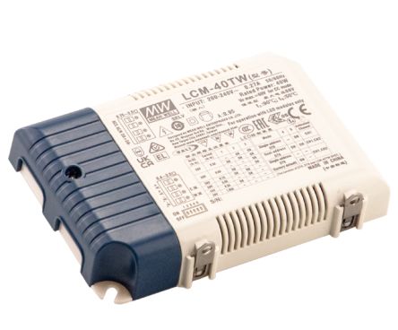 MEAN WELL LED Driver, 20 → 50V Output, 40W Output, 500 → 1050mA Output, Constant Current / Constant [LCM-40TW]; 149-651