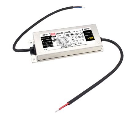 MEAN WELL LED Driver, 107V Output, 75W Output, 700mA Output, Constant Current Dimmable [ELG-75-C700A-3Y]; 149-654
