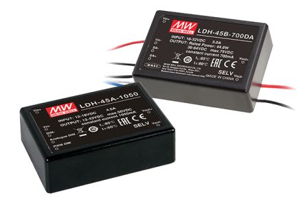 MEAN WELL LED Driver, 12 → 86V Output, 45W Output, 350mA Output, Constant Current [LDH-45A-350]; 149-727