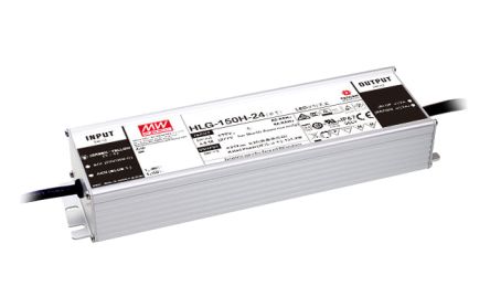 MEAN WELL LED Driver, 30V Output, 150W Output, 5A Output, Constant Current / Constant Voltage Dimmable [HLG-150H-30]; 149-729