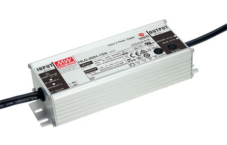 MEAN WELL LED Driver, 36V Output, 60W Output, 1.7A Output, Constant Current / Constant Voltage Dimmable [HLG-60H-36]; 149-740