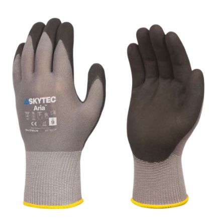 Skytec Aria Black/Grey Nylon, Spandex Abrasion Resistant General Handling Gloves, Size 10, XL, Foam Nitrile Coating [SKY494]; 150-941
