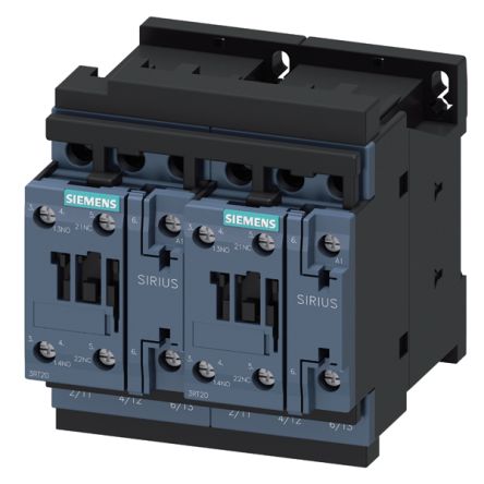 Siemens SIRIUS 3RA23 Contactor, 110 V Coil, 3-Pole, 7.5 A, 5.5 kW, 2 x 1 NO, 690 V [3RA2324-8XB30-1AG2]; 153-137