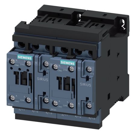 Siemens SIRIUS 3RA23 Contactor, 24 VDC Coil, 3-Pole, 9 A, 4 kW, 2 x 1 NO, 690 V [3RA2324-8XE30-1BB4]; 153-168