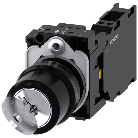 Siemens IP66, IP67, IP69(IP69K) Key Switch 2-Way Flat-Key [3SU1100-4BF21-3TA0]; 153-196