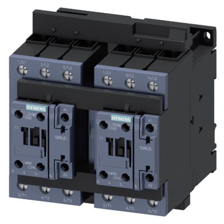 Siemens SIRIUS 3RA23 Contactor, 110 V AC Coil, 3-Pole, 24 A, 22 kW, 2 x 1 NO, 690 V [3RA2336-8XB30-1AG2]; 153-305