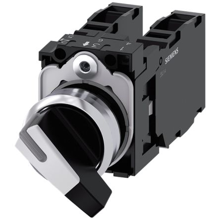 Siemens Latching Toggle Switch - (1NO) 32.3mm Cutout Diameter 3 Positions [3SU1150-2CF60-1NA0]; 153-403