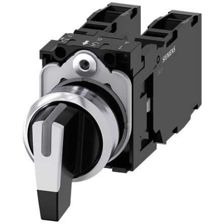 Siemens Latching Toggle Switch - (1NO) 32.3mm Cutout Diameter 3 Positions [3SU1150-2CM60-1NA0]; 153-406