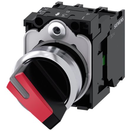 Siemens Latching Toggle Switch - (1NO) 32.3mm Cutout Diameter 2 Positions [3SU1152-2BF20-1MA0]; 153-411