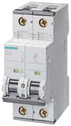Siemens SENTRON 5SY4520 Circuit Breaker, 2P, 20A Curve B, 230V AC, 60V DC, 15 kA Breaking Capacity [5SY4520-7]; 153-525