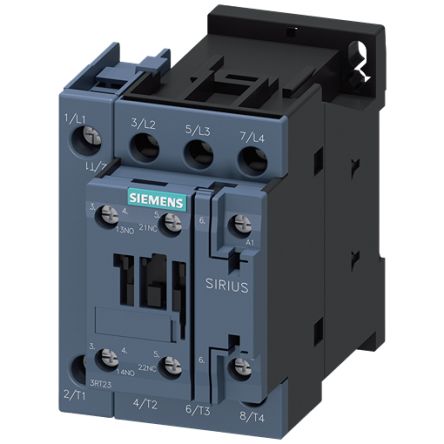 Siemens SIRIUS 3RT23 Contactor, 110 → 120 V ac Coil, 4-Pole, 35 A, 7.5 kW, 1NC + 1NO, 690 V [3RT2325-1AG60]; 154-287