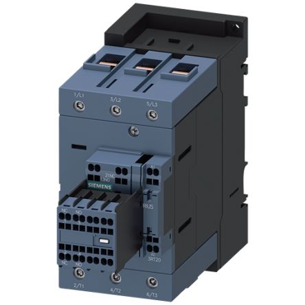 Siemens SIRIUS 3RT2 Contactor, 72 V dc Coil, 3-Pole, 130 A, 45 kW, 2NO + 2NC, 690 V [3RT2046-3XJ44-0LA2]; 154-367