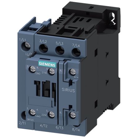 Siemens SIRIUS 3RT23 Contactor, 125 V dc Coil, 4-Pole, 50 A, 7.5 kW, 1NC + 1NO, 400 V [3RT2327-1BG40]; 154-624