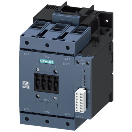 Siemens SIRIUS 3RT1 Contactor, 127 V Coil, 3-Pole, 160 A, 55 kW, 2NO/2NC, 1 kV [3RT1054-1PF35]; 154-771