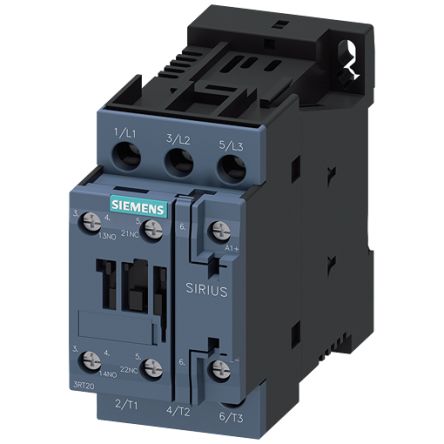 Siemens SIRIUS 3RT Contactor, 72 V Coil, 3-Pole, 9 A, 4 kW, 1 NO + 1 NC, 690 V [3RT2024-1BJ80]; 154-842