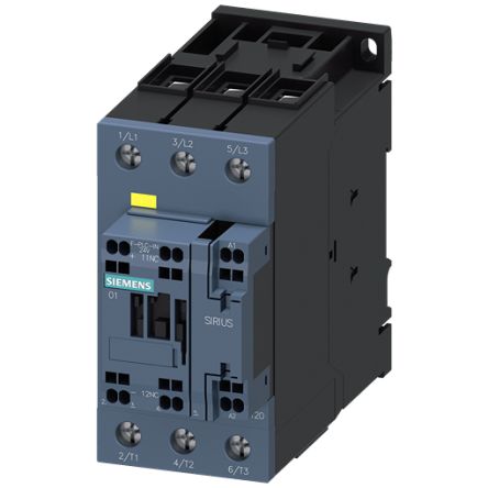 Siemens SIRIUS 3RT2 Contactor, 33 V Coil, 3-Pole, 51 A, 22 kW, 1NC, 690 V [3RT2036-3SB30]; 154-894