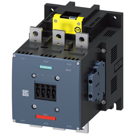 Siemens SIRIUS 3RT1 Contactor, 200 → 277 V Coil, 3-Pole, 400 A, 200 kW, 2 NO + 2 NC, 1 kV [3RT1075-6SP36-3PA0]; 155-596