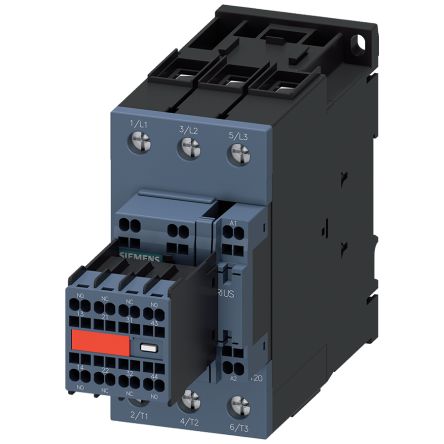 Siemens SIRIUS 3RT2 Contactor, 20 → 33 V Coil, 3-Pole, 80 A, 37 kW, 2 NO + 2 NC, 690 V [3RT2038-3NB34-3MA0]; 155-669