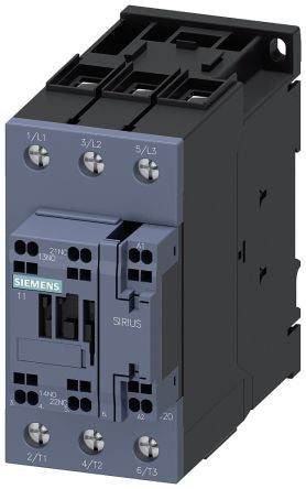 Siemens SIRIUS 3RT2 Contactor, 230 V Coil, 3-Pole, 65 A, 30 kW, 1 NO + 1 NC, 690 V [3RT2037-3EL20]; 155-750