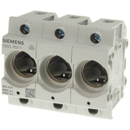 Siemens 16A Base Mount Fuse Holder for D01 Fuse, 3P, 400V [5SG5302-1]; 156-048