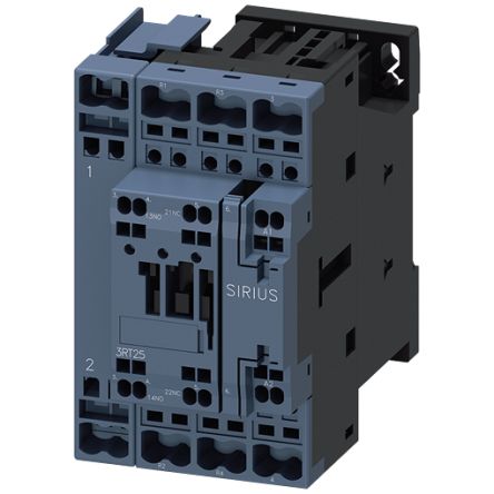 Siemens SIRIUS 3RT25 Contactor, 110 V ac Coil, 4-Pole, 25 A, 11 kW, 2 NO + 2 NC, 690 V [3RT2526-2AF00]; 156-076