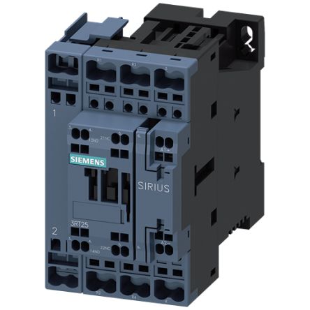 Siemens SIRIUS 3RT25 Contactor, 220 V ac Coil, 4-Pole, 25 A, 11 kW, 2NC + 2NO, 400 V [3RT2526-2BM40]; 156-266