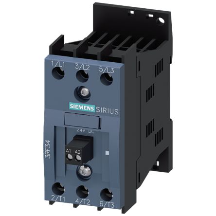 Siemens SIRIUS 3RF3 Contactor, 24 VDC Coil, 3-Pole, 5.2 A, 2NO, 600 V [3RF3405-1BB06]; 156-424